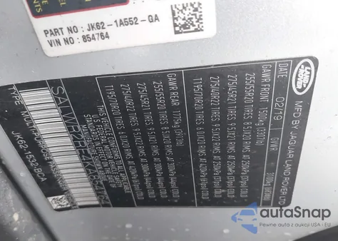 2019 Land Rover Range Rover Sport Supercharged Dynamic z USA, uszkodzony, nr VIN SALWR2RE4KA854764